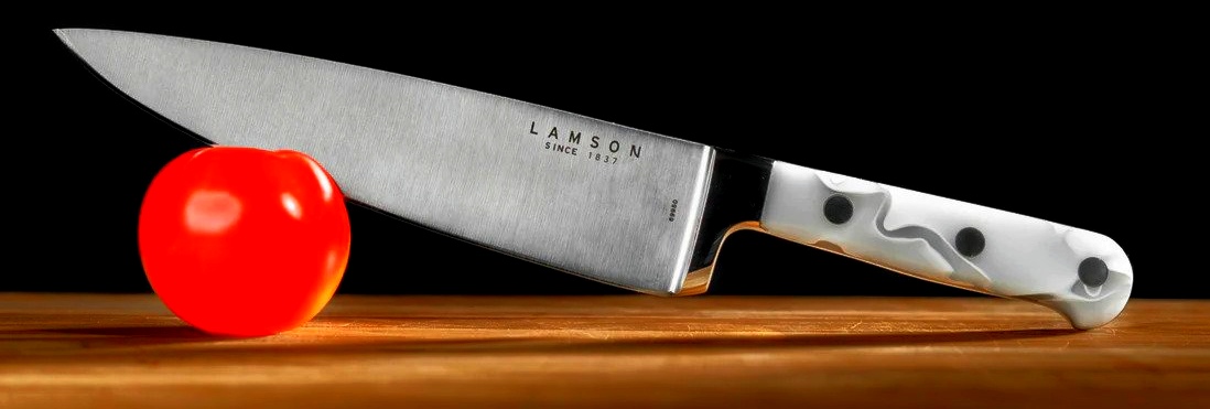 Lamson chef knife with white handle
