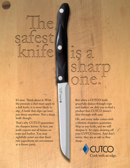 Cutco knives magazine advertisement
